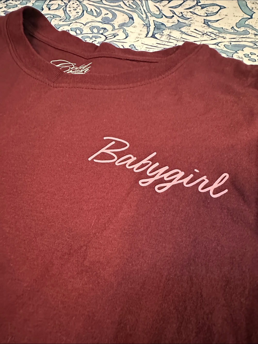 Cold Crush Burgundy Tee with White Print